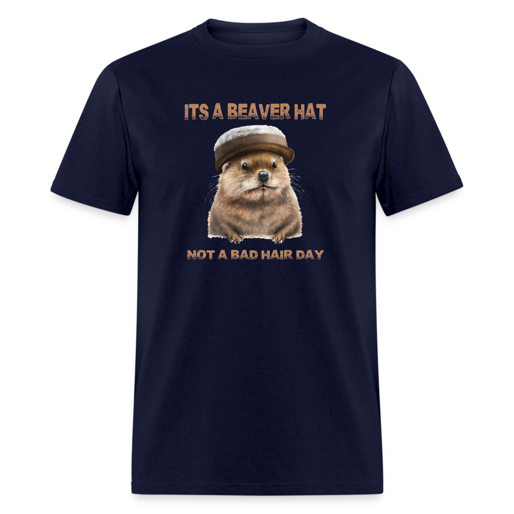 Its A Beaver Hat T-Shirt - navy