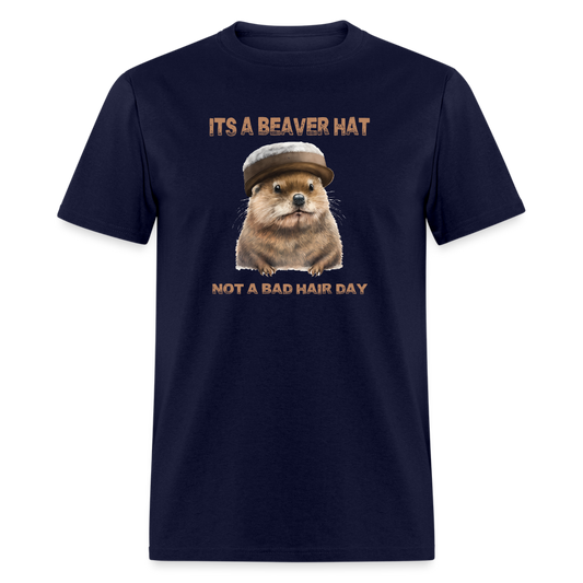 Its A Beaver Hat T-Shirt - navy