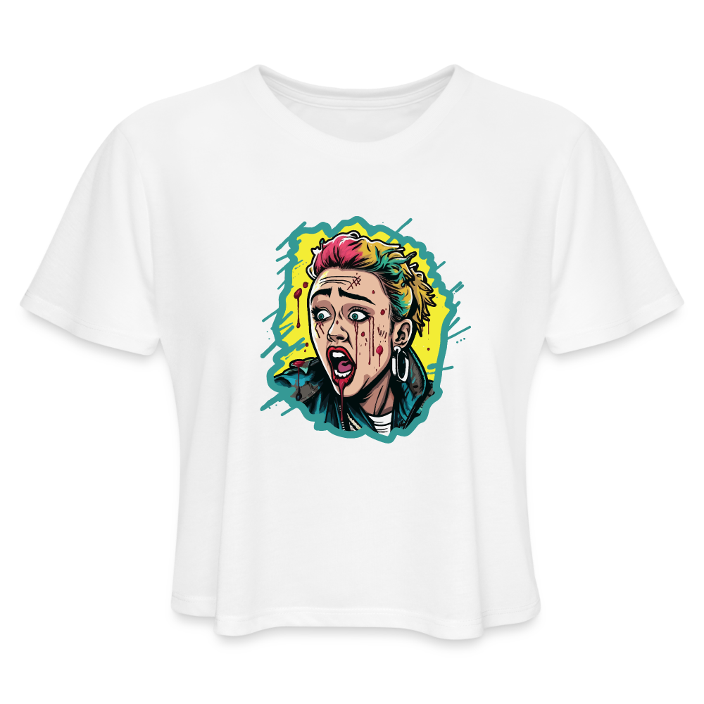 Scared Women's Cropped T-Shirt - white