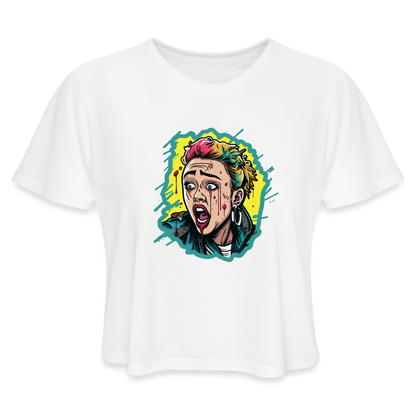 Scared Women's Cropped T-Shirt - white