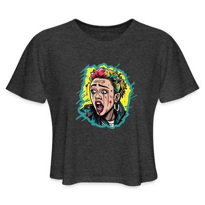 Scared Women's Cropped T-Shirt - deep heather