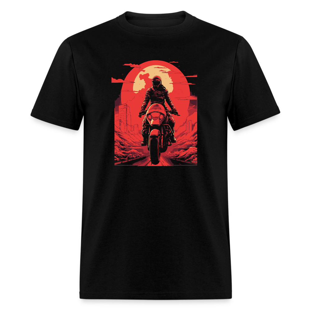 Biker Red Sun T-Shirt - black