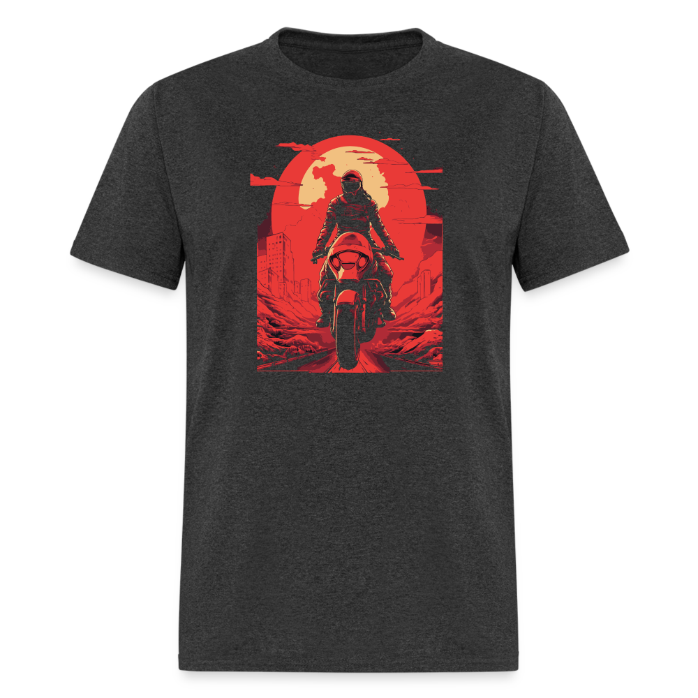 Biker Red Sun T-Shirt - heather black