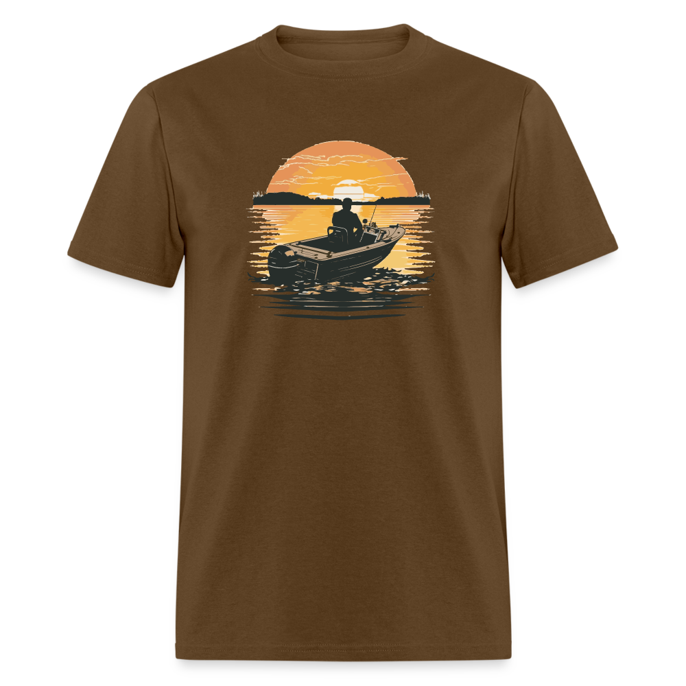 Boating In Sunset T-Shirt - brown