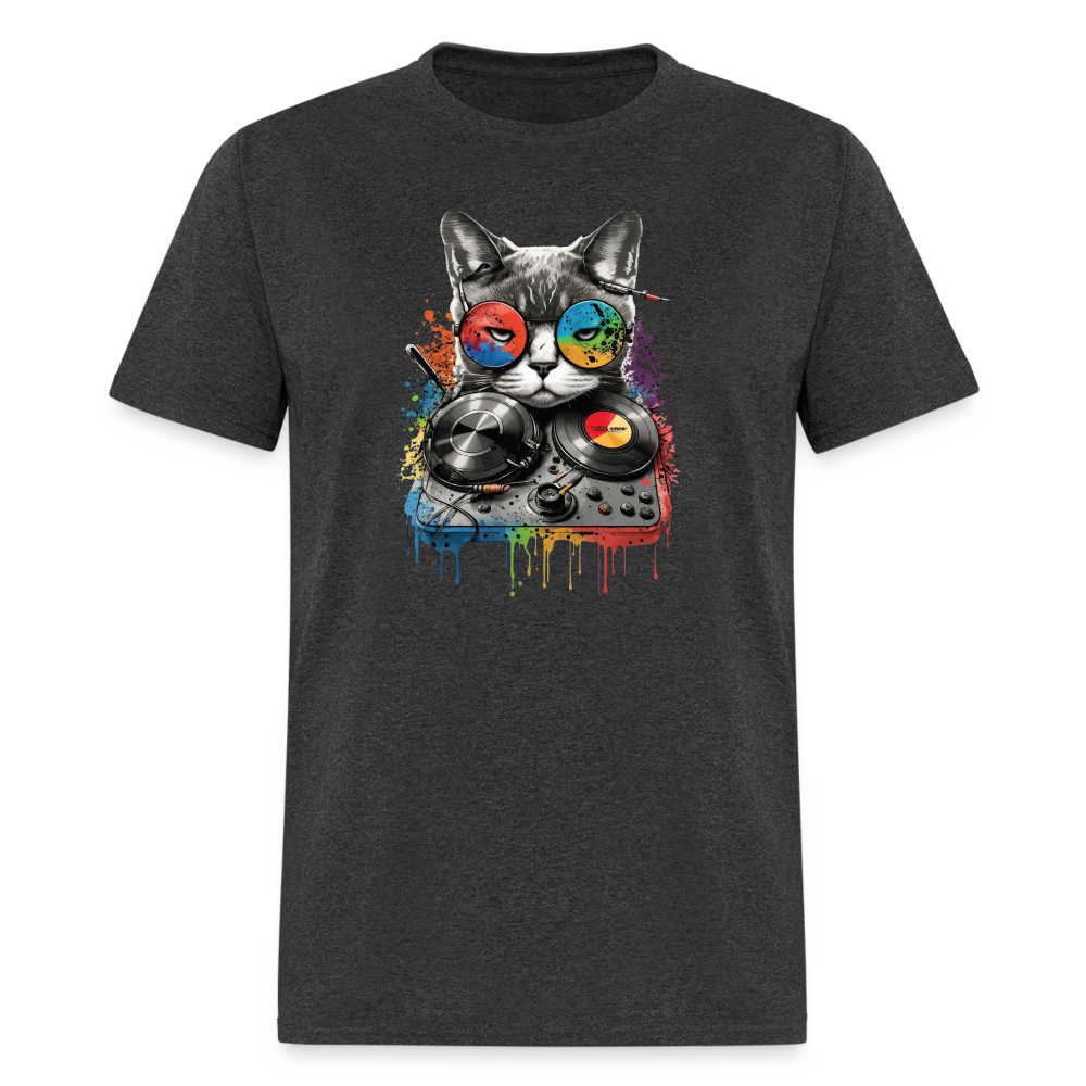 Cat DJ T-Shirt - heather black