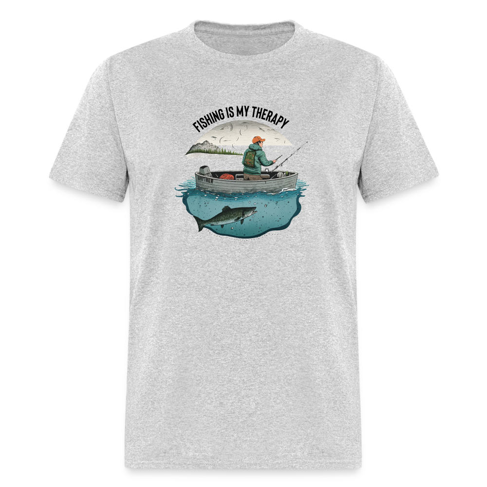 Fishing Is My Therapy T-Shirt - heather gray