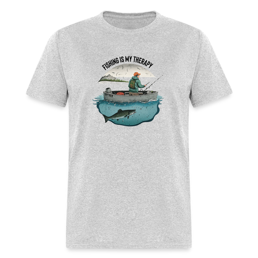 Fishing Is My Therapy T-Shirt - heather gray