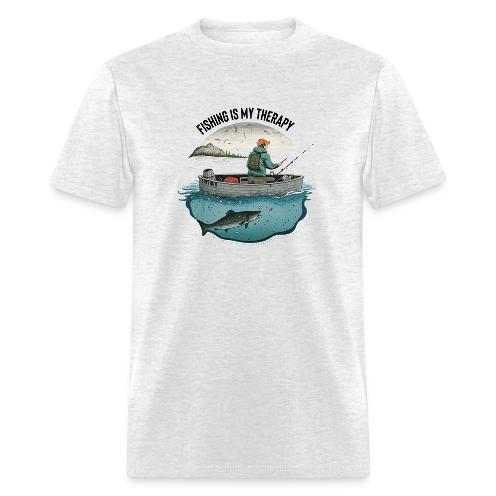 Fishing Is My Therapy T-Shirt - light heather gray