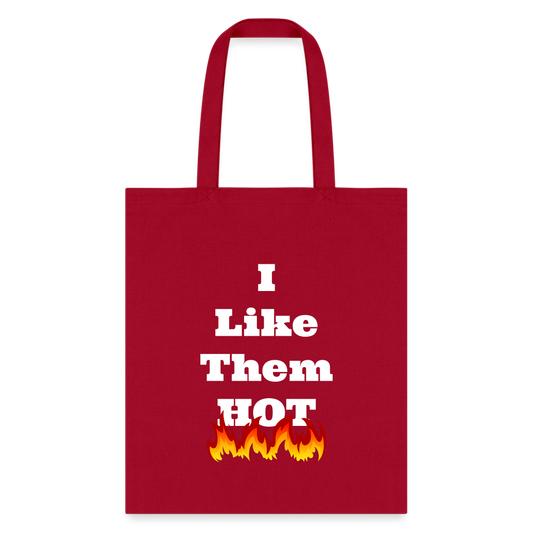 I Like Them Hot Tote Bag - red