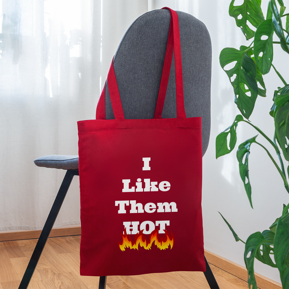 I Like Them Hot Tote Bag - red