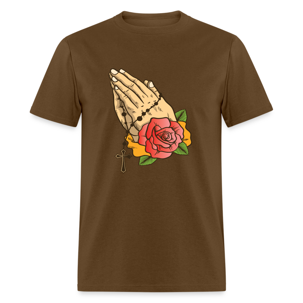 Praying Hand T-Shirt - brown