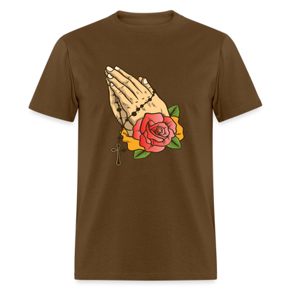 Praying Hand T-Shirt - brown