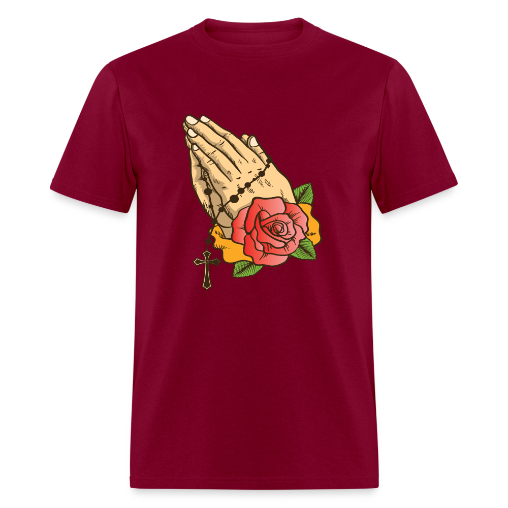 Praying Hand T-Shirt - burgundy