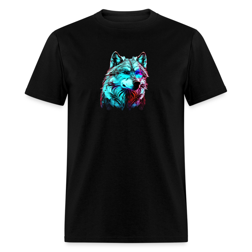 Wolf with Glasses T-Shirt - black