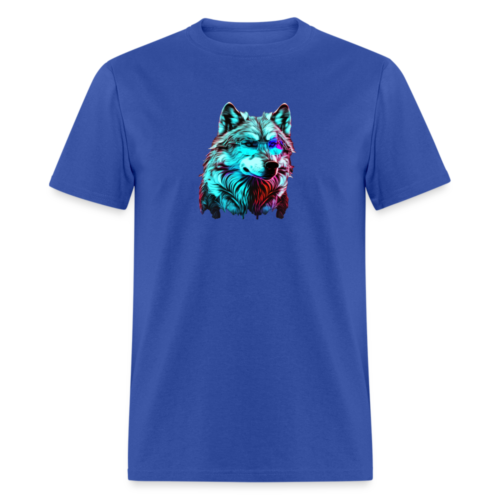 Wolf with Glasses T-Shirt - royal blue