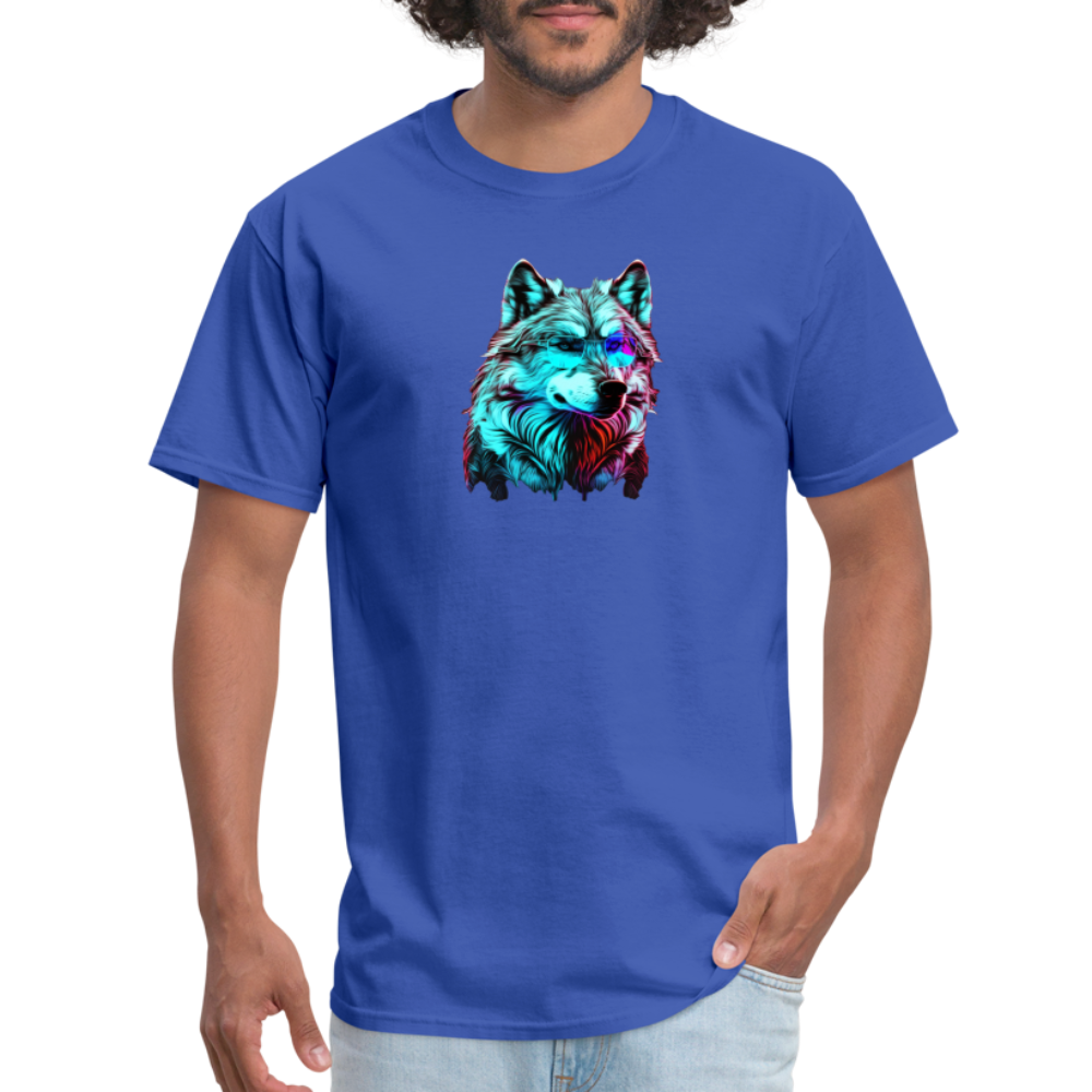 Wolf with Glasses T-Shirt - royal blue