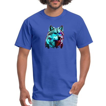 Wolf with Glasses T-Shirt - royal blue