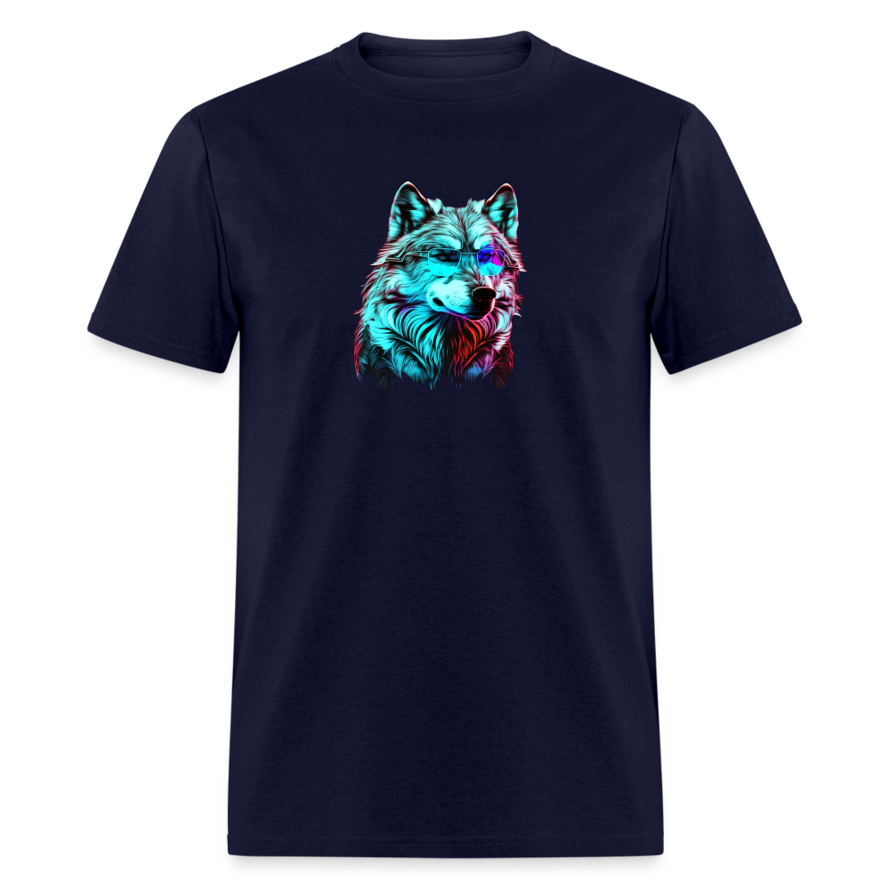 Wolf with Glasses T-Shirt - navy