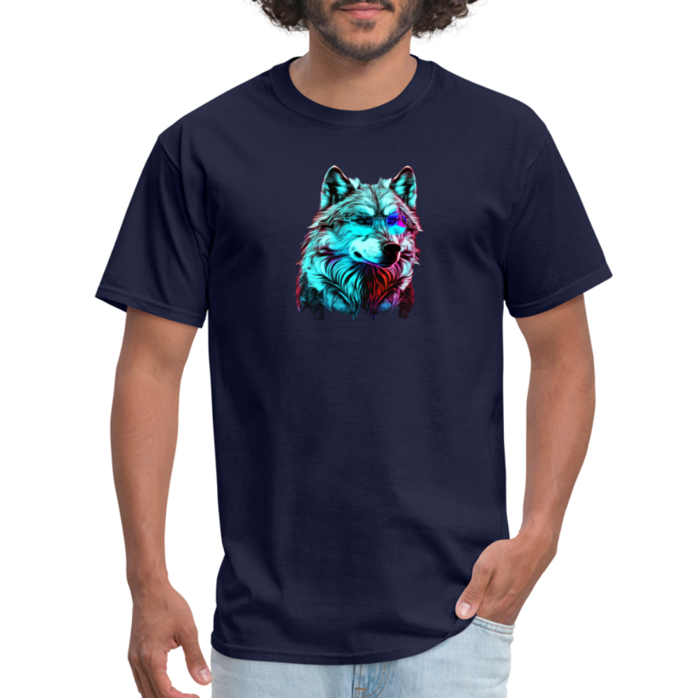 Wolf with Glasses T-Shirt - navy