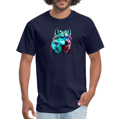 Wolf with Glasses T-Shirt - navy