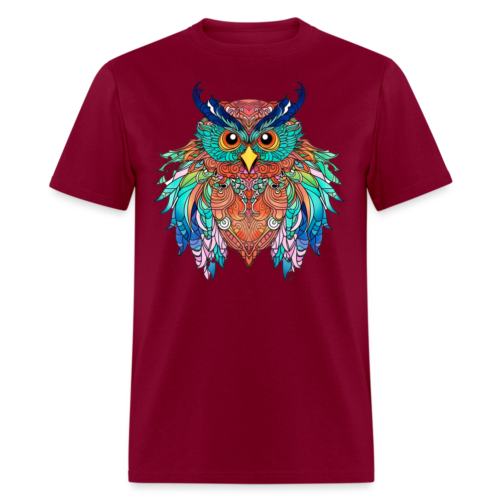 Colorful Owl T-Shirt - burgundy