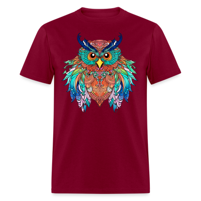 Colorful Owl T-Shirt - burgundy