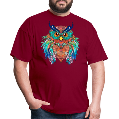 Colorful Owl T-Shirt - burgundy