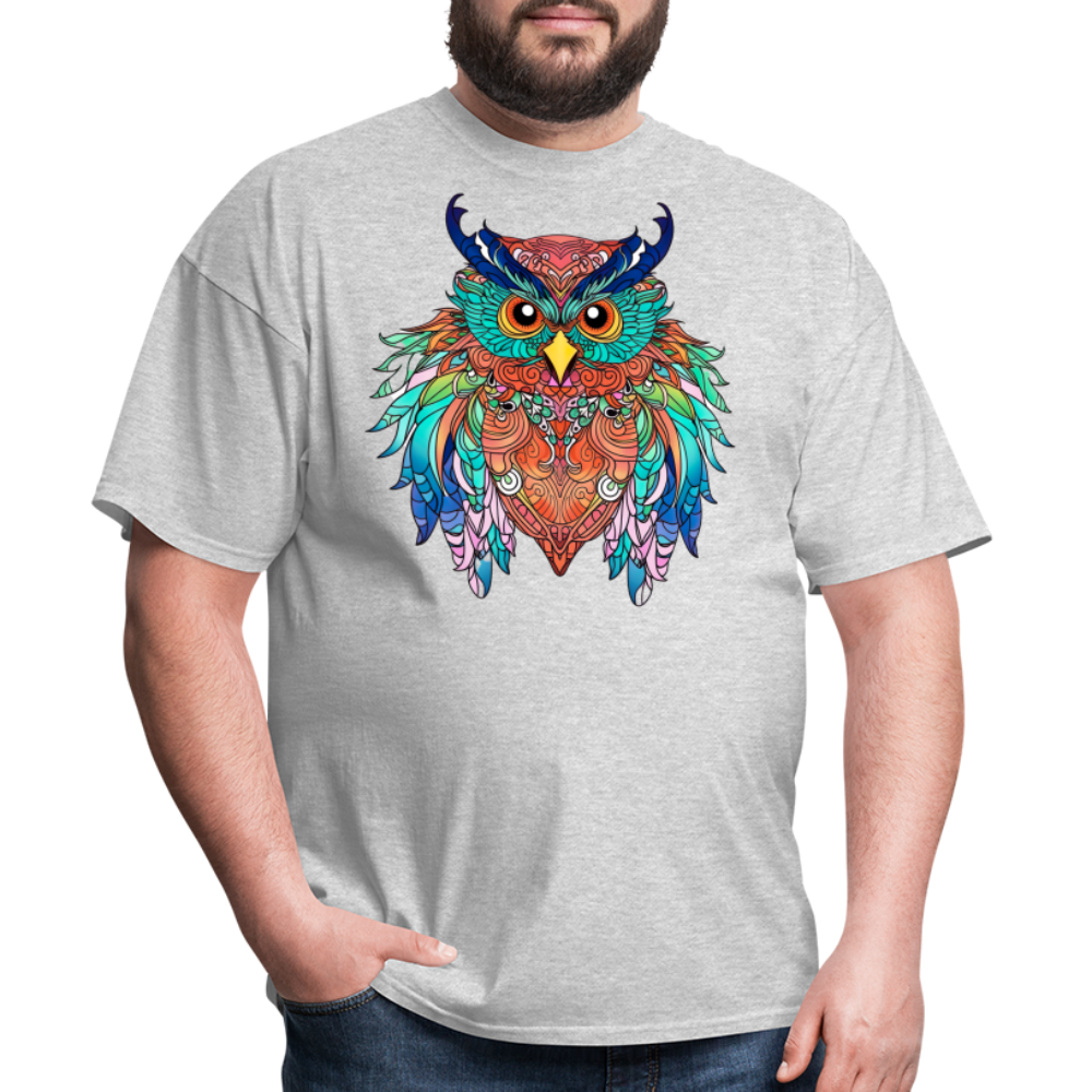 Colorful Owl T-Shirt - heather gray