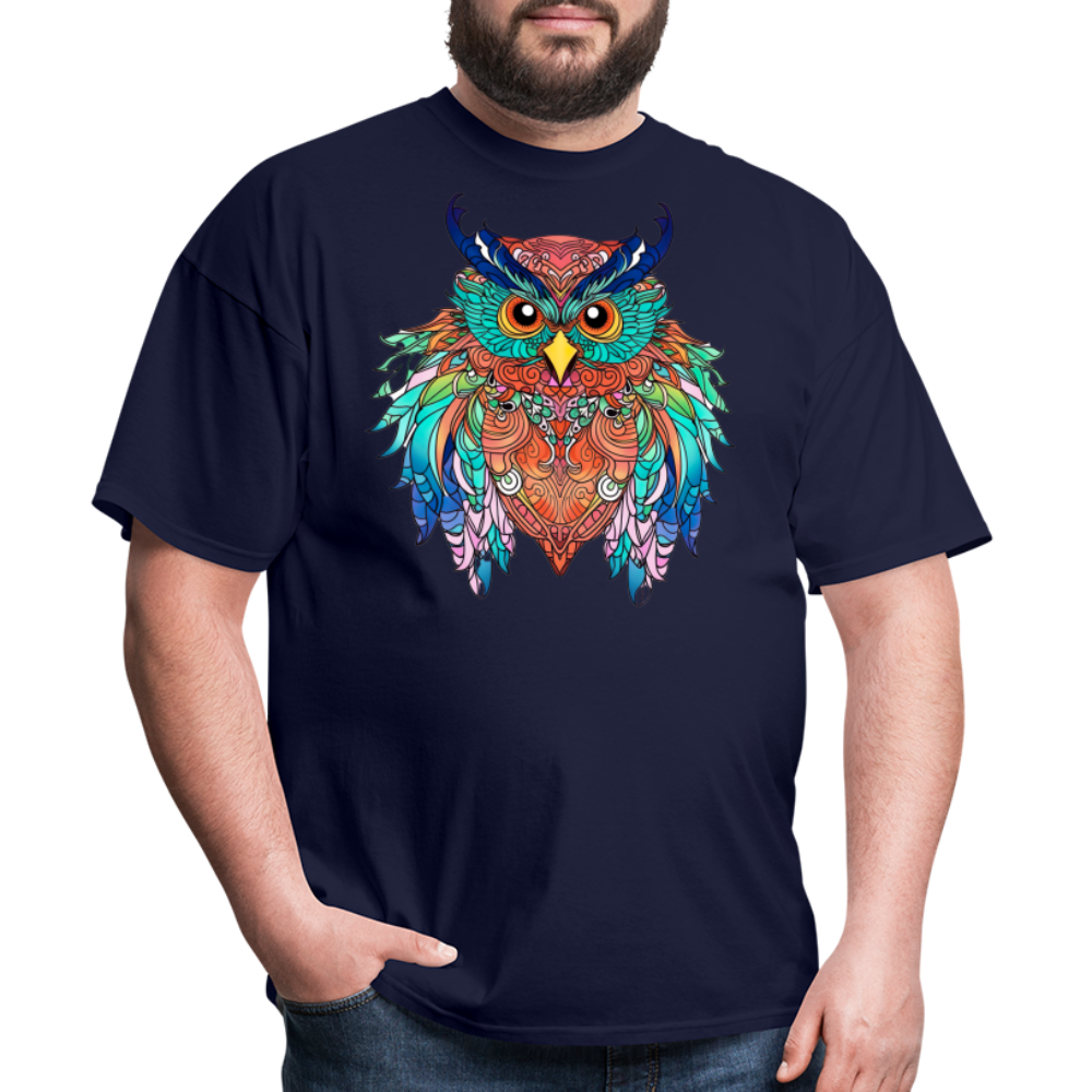 Colorful Owl T-Shirt - navy