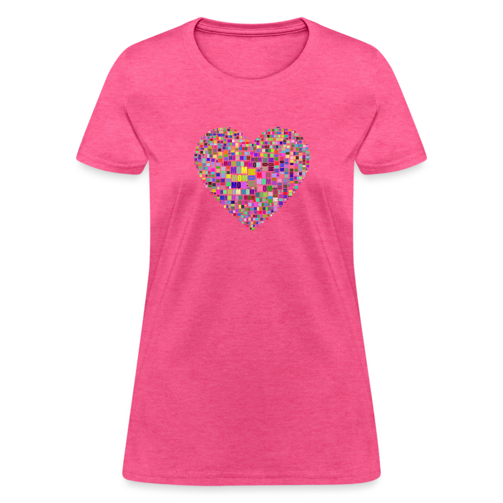 Mom With Heart Women's T-Shirt - heather pink