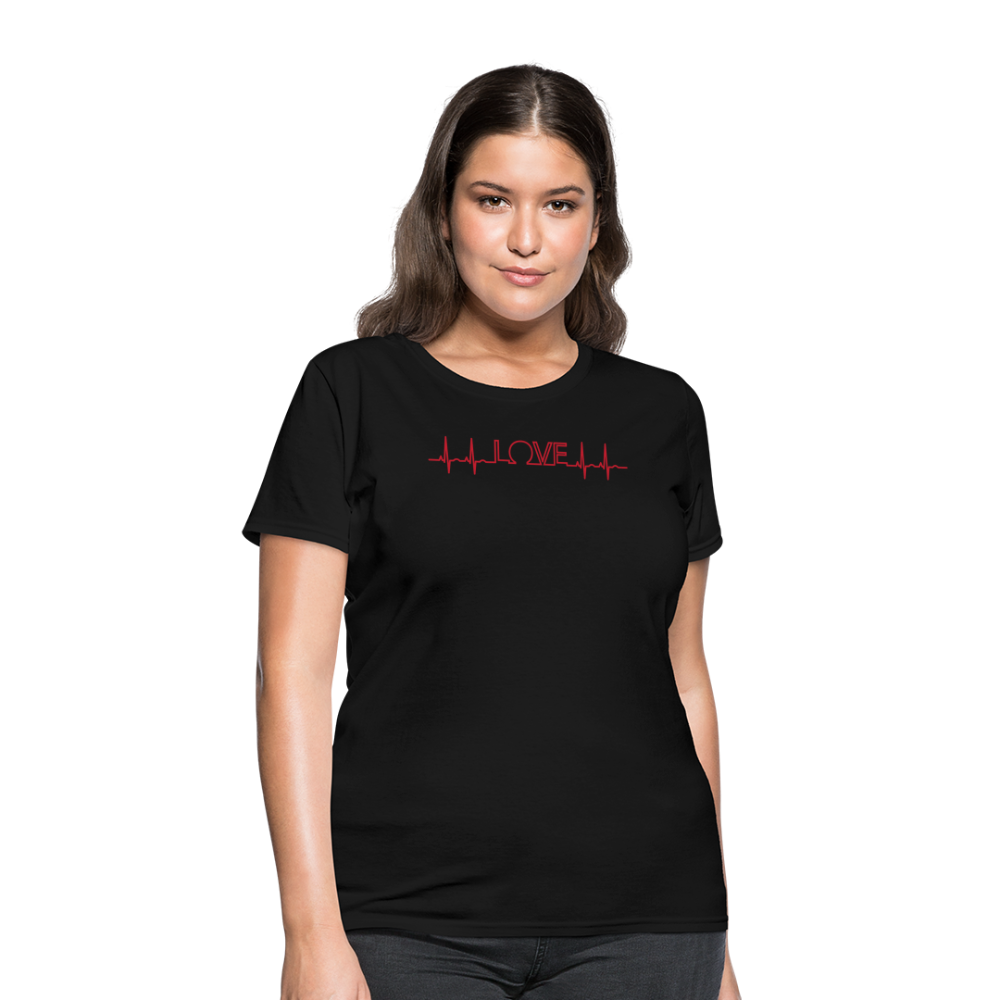 Love Heart Line T-Shirt - black