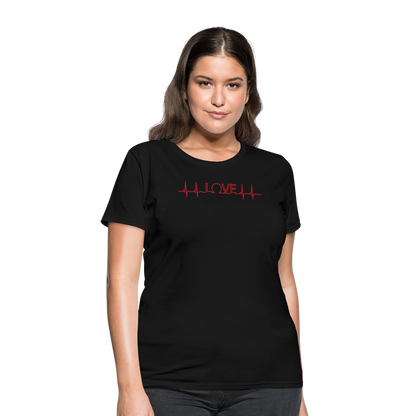 Love Heart Line T-Shirt - black