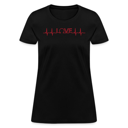 Love Heart Line T-Shirt - black