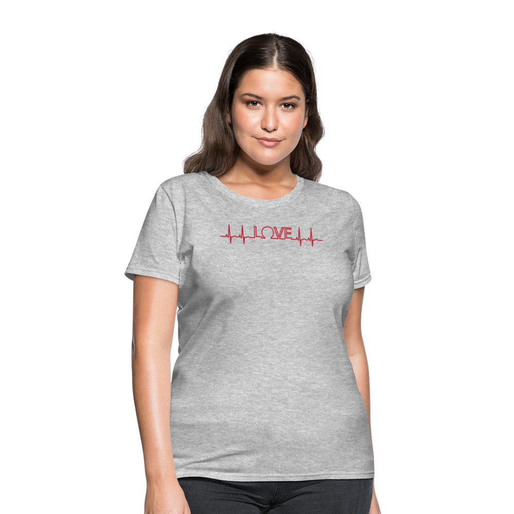 Love Heart Line T-Shirt - heather gray