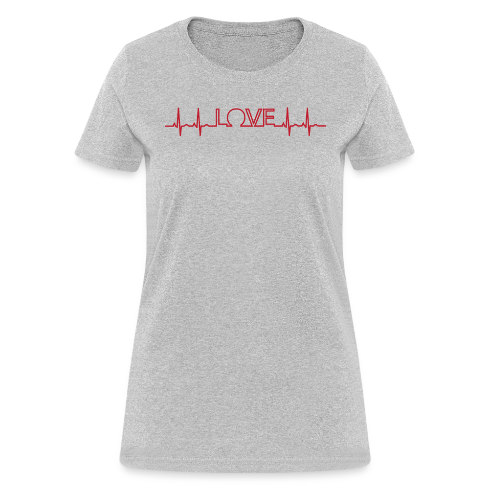 Love Heart Line T-Shirt - heather gray