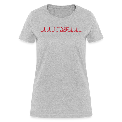 Love Heart Line T-Shirt - heather gray