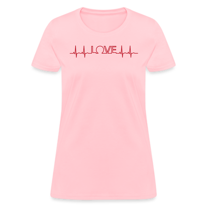 Love Heart Line T-Shirt - pink