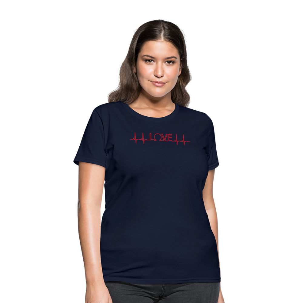 Love Heart Line T-Shirt - navy