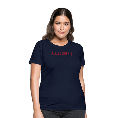 Love Heart Line T-Shirt - navy