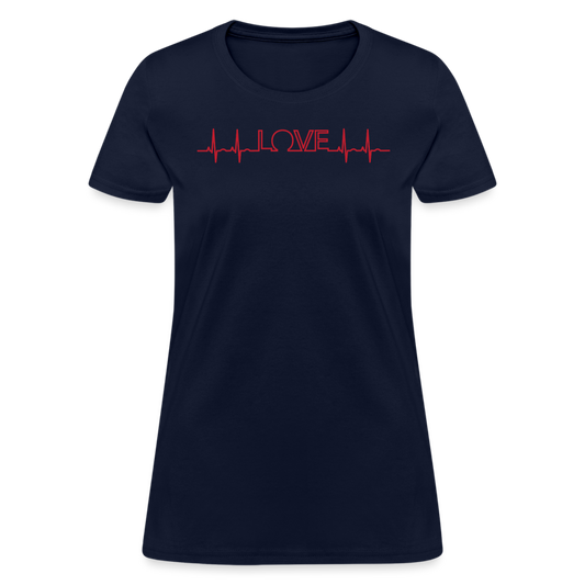 Love Heart Line T-Shirt - navy